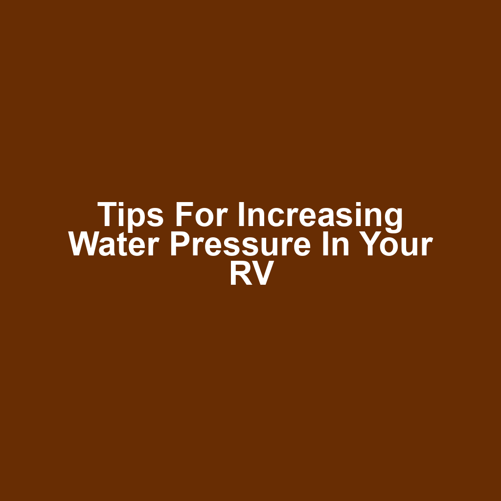 Tips for Increasing Water Pressure in Your RV