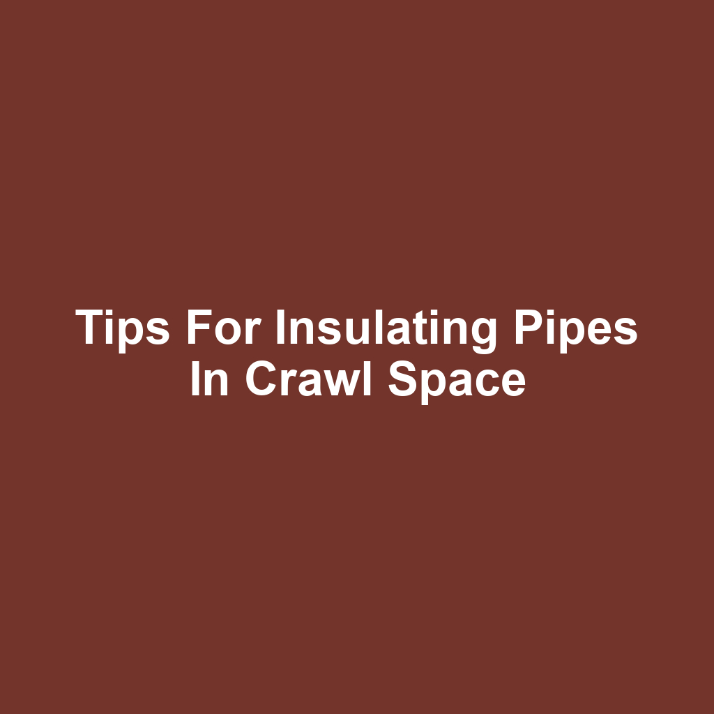 Tips for Insulating Pipes in Crawl Space