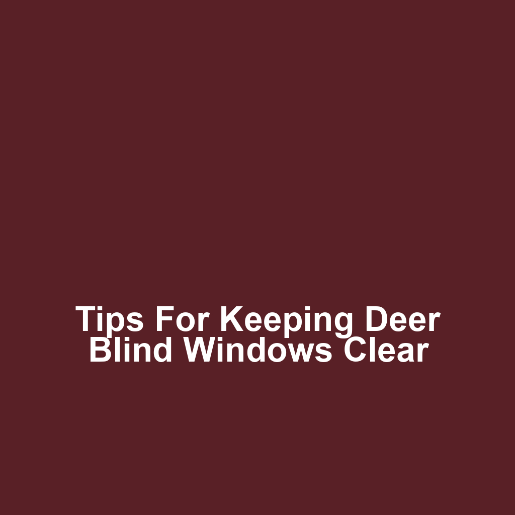 Tips for Keeping Deer Blind Windows Clear