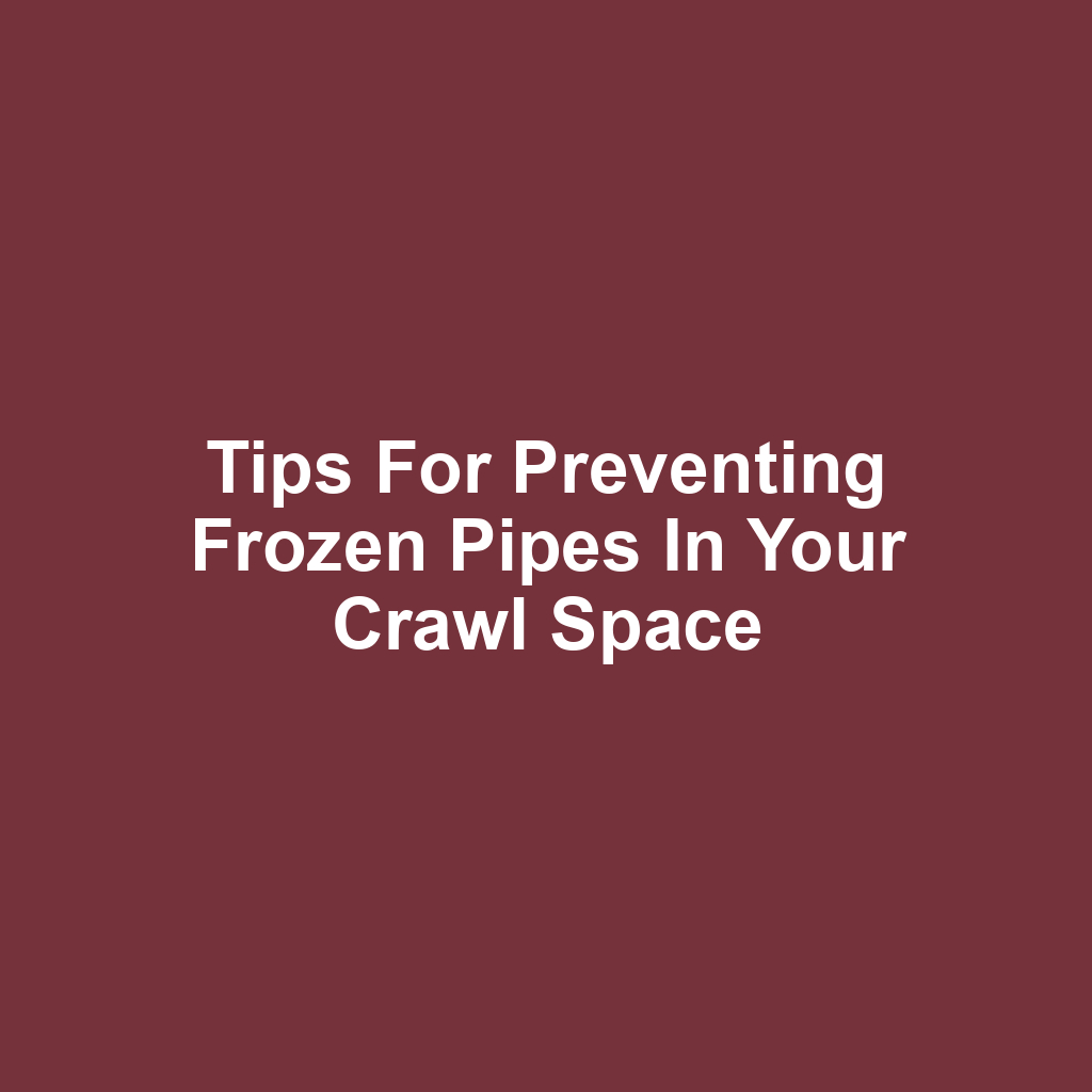 Tips for Preventing Frozen Pipes in Your Crawl Space