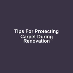 Tips for Protecting Carpet During Renovation