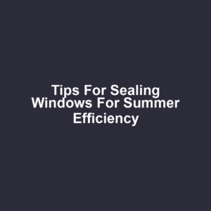Tips for Sealing Windows for Summer Efficiency