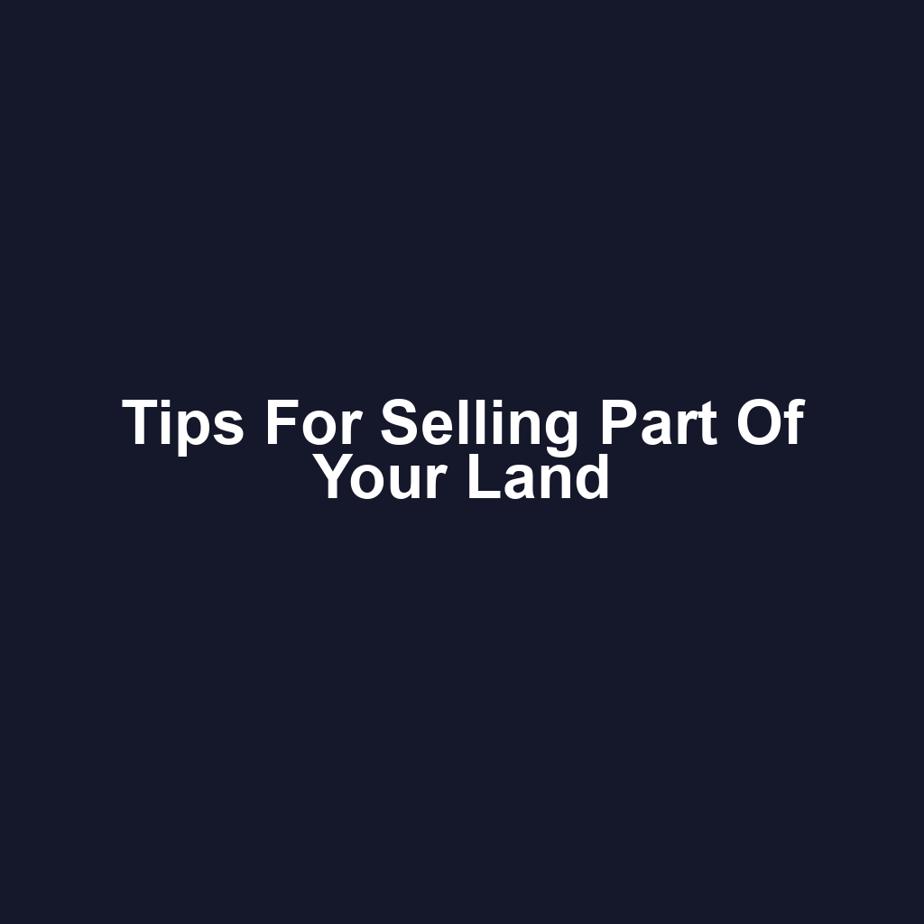 Tips for Selling Part of Your Land