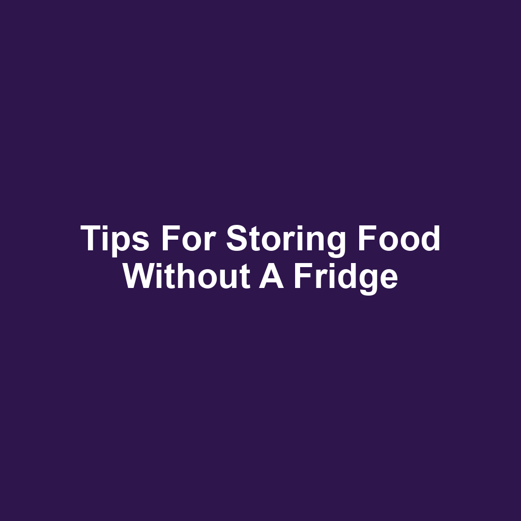 Tips for Storing Food Without a Fridge