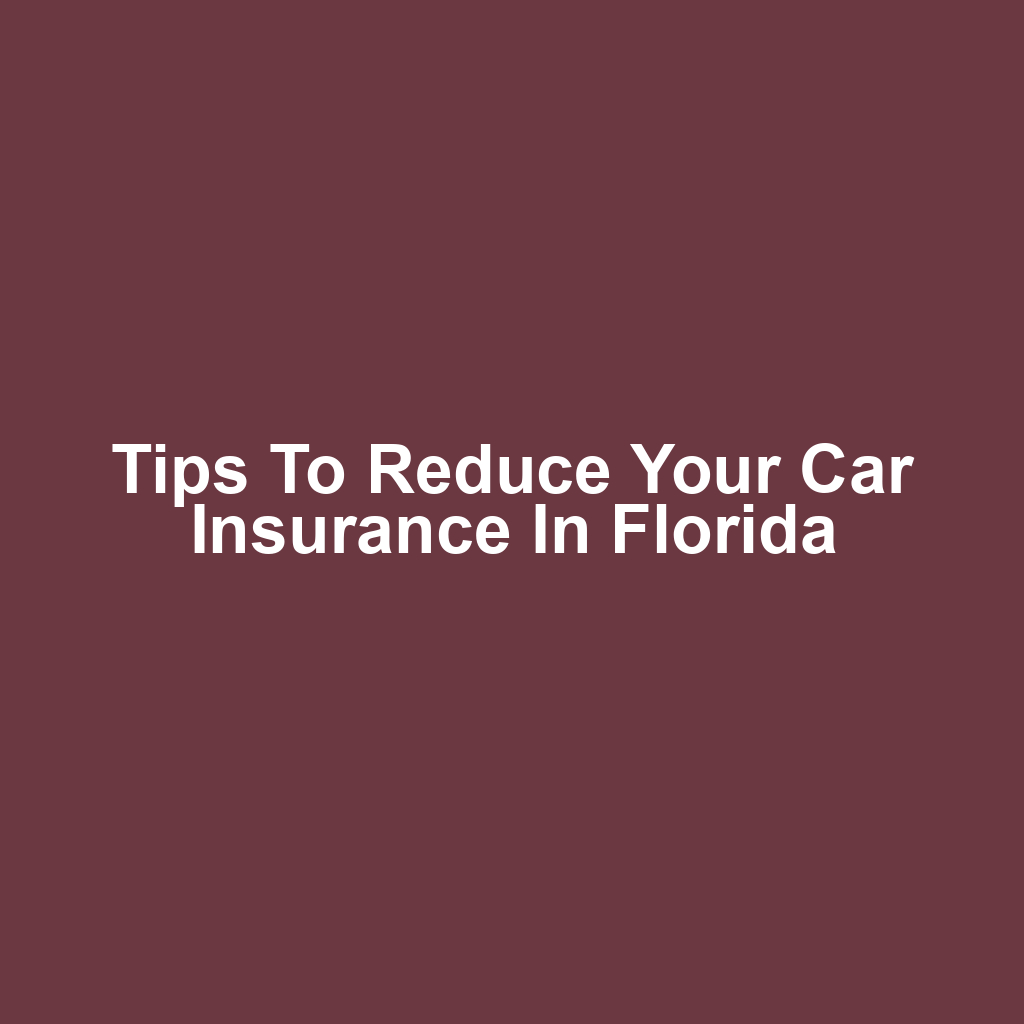 Tips to Reduce Your Car Insurance in Florida
