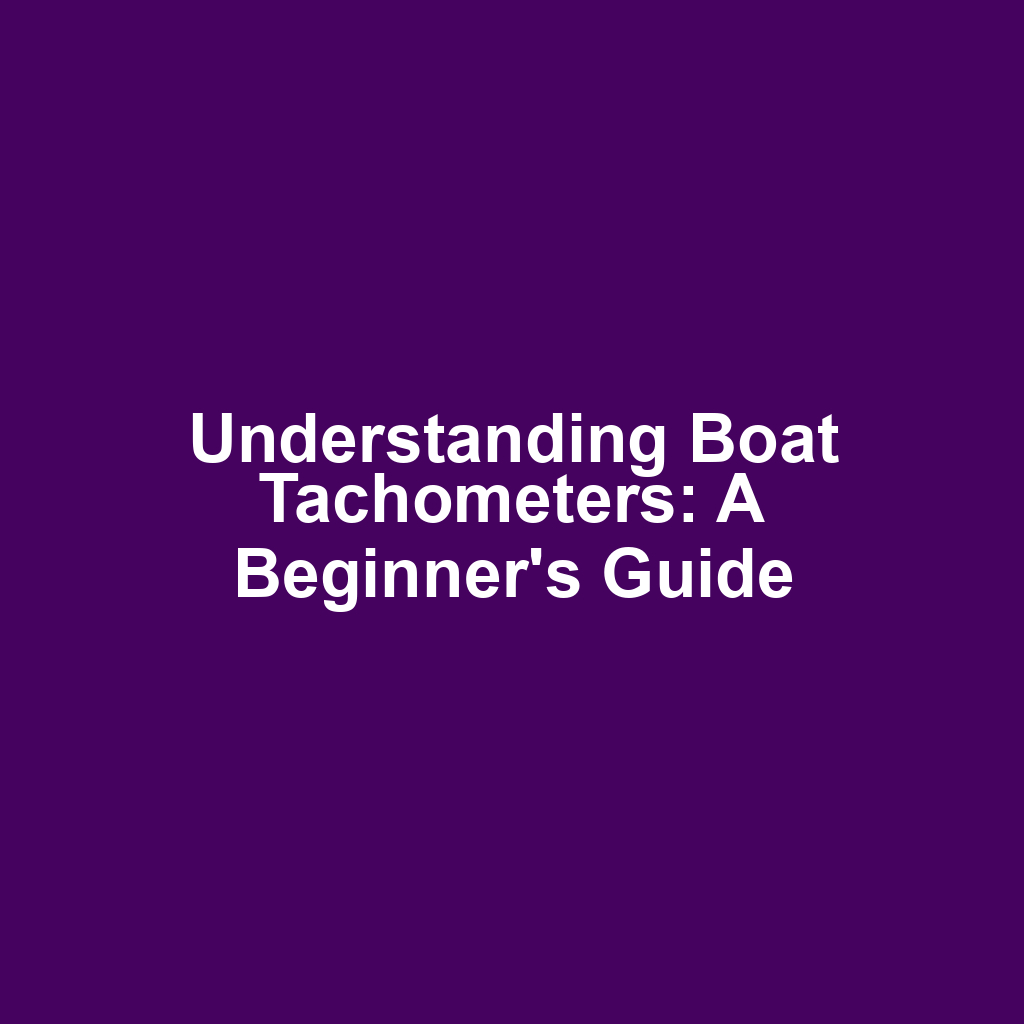 Understanding Boat Tachometers: A Beginner's Guide