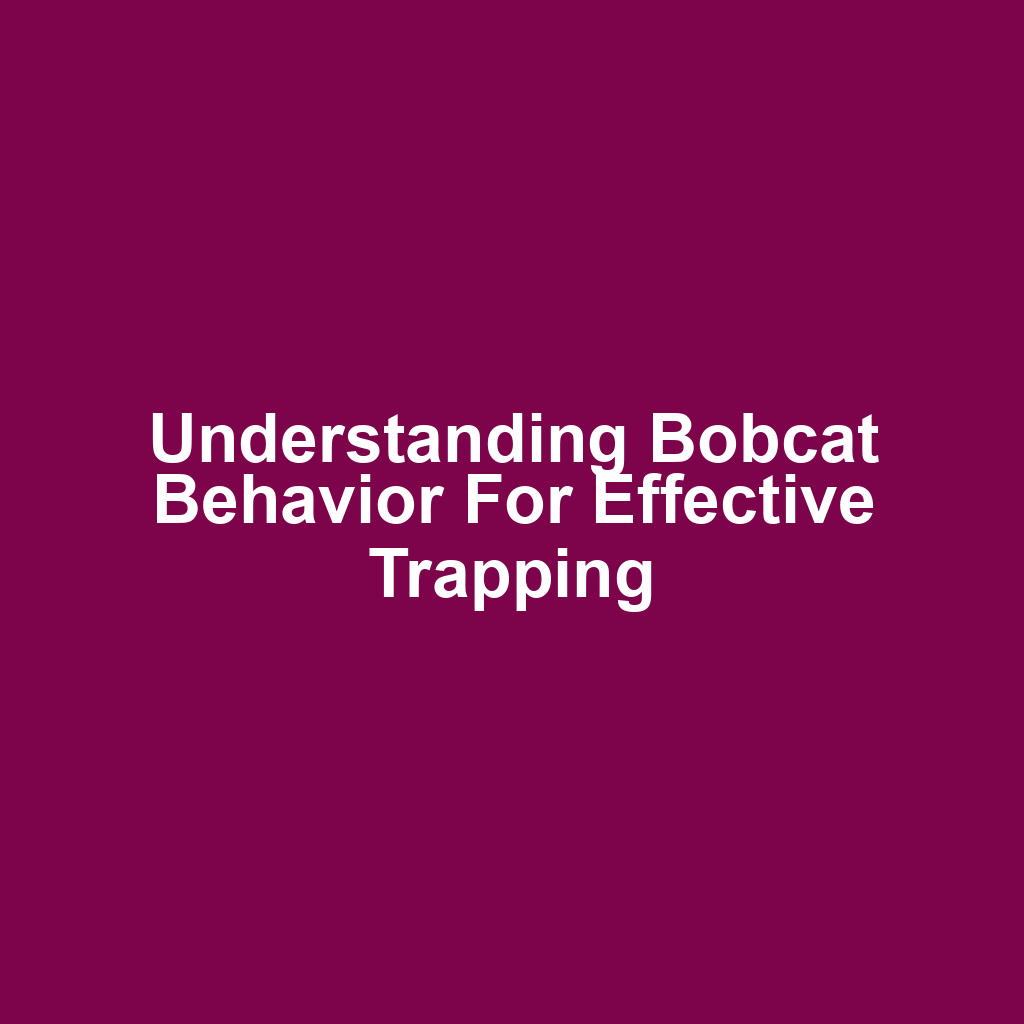 Understanding Bobcat Behavior for Effective Trapping
