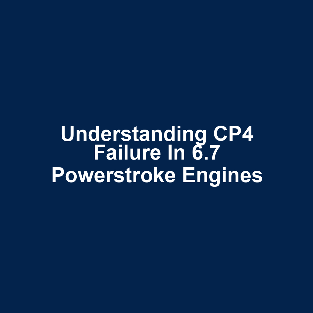 Understanding CP4 Failure in 6.7 Powerstroke Engines