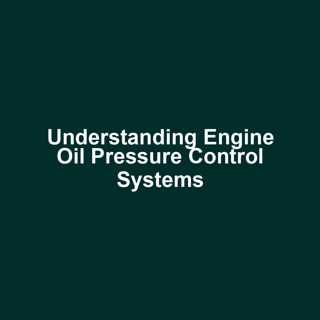 Understanding Engine Oil Pressure Control Systems