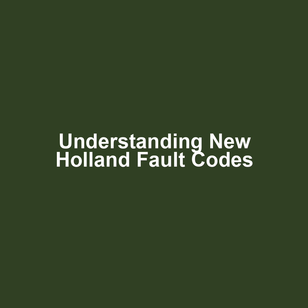 Understanding New Holland Fault Codes