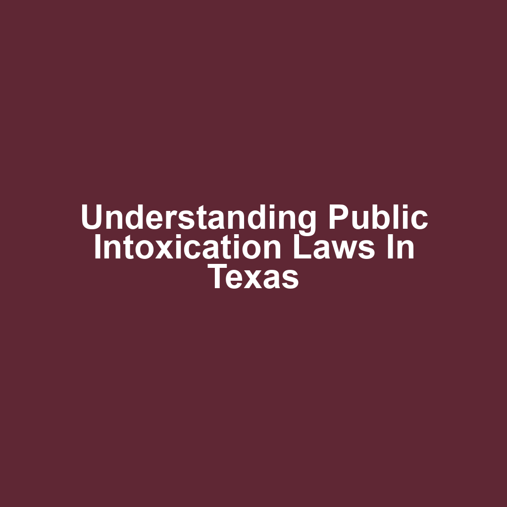 Understanding Public Intoxication Laws in Texas