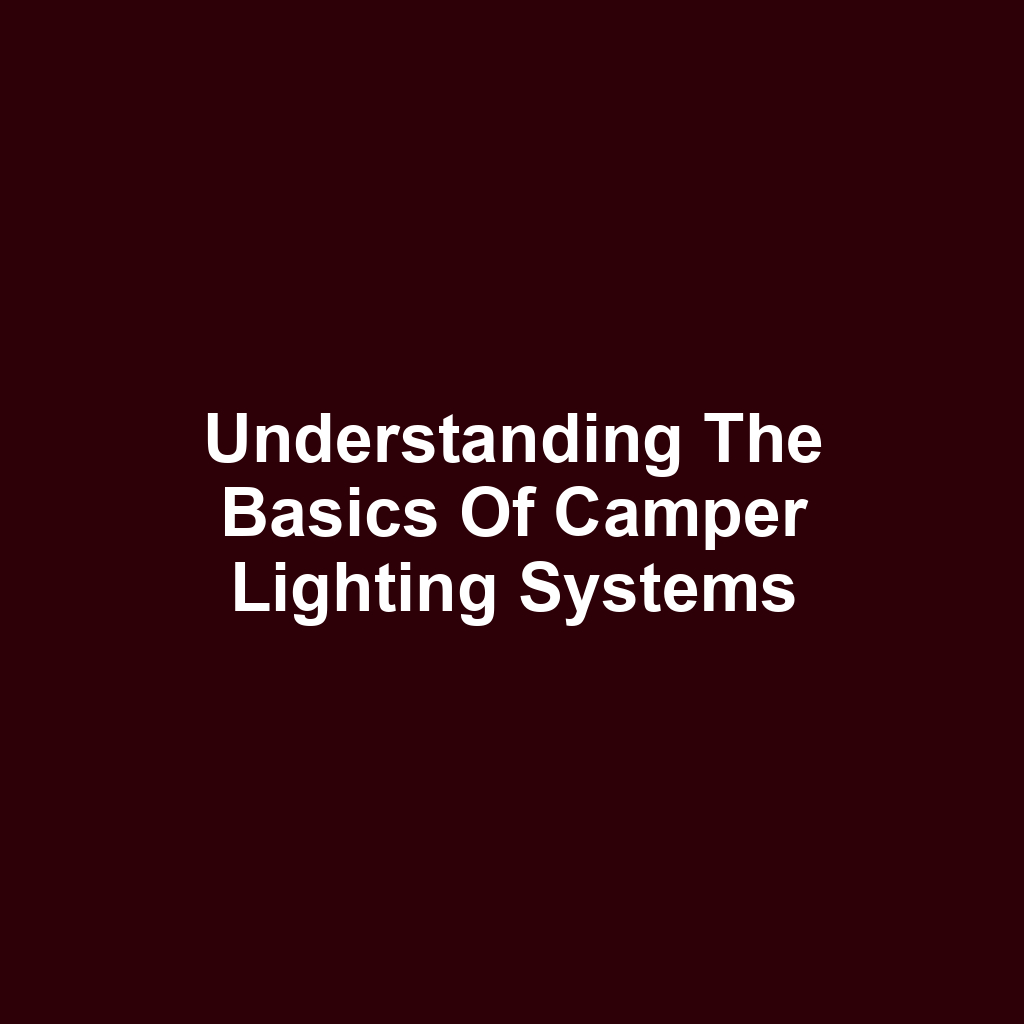 Understanding the Basics of Camper Lighting Systems