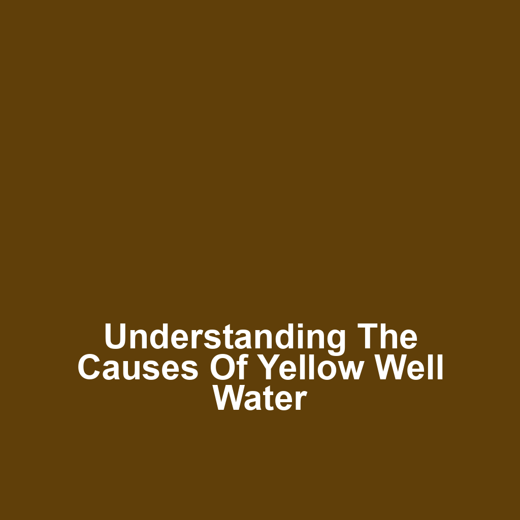 Understanding the Causes of Yellow Well Water