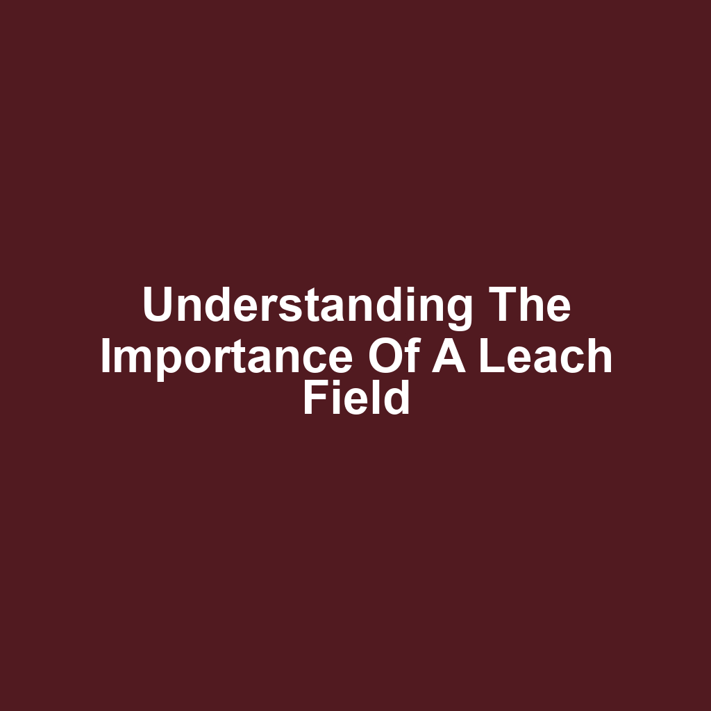 Understanding the Importance of a Leach Field