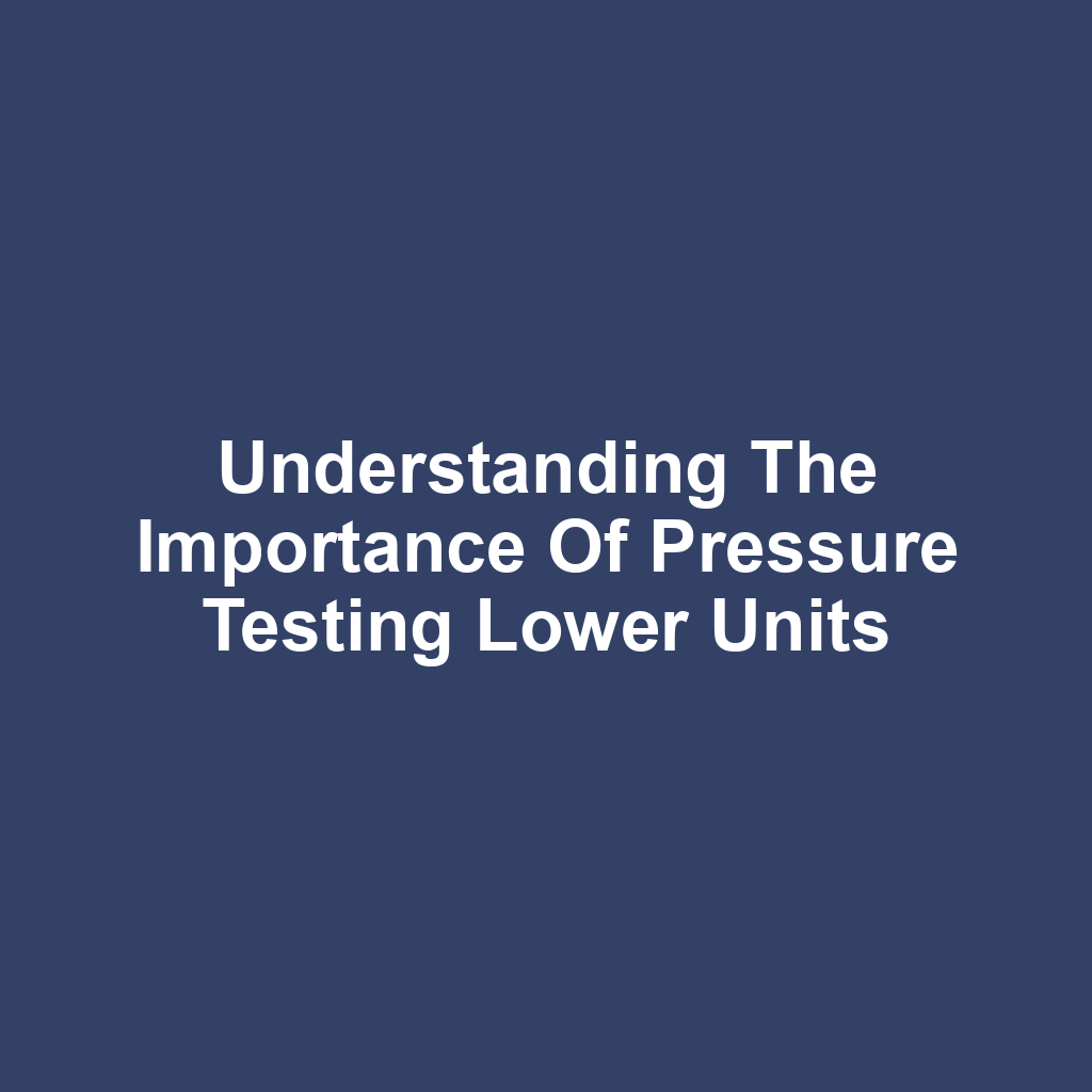 Understanding the Importance of Pressure Testing Lower Units