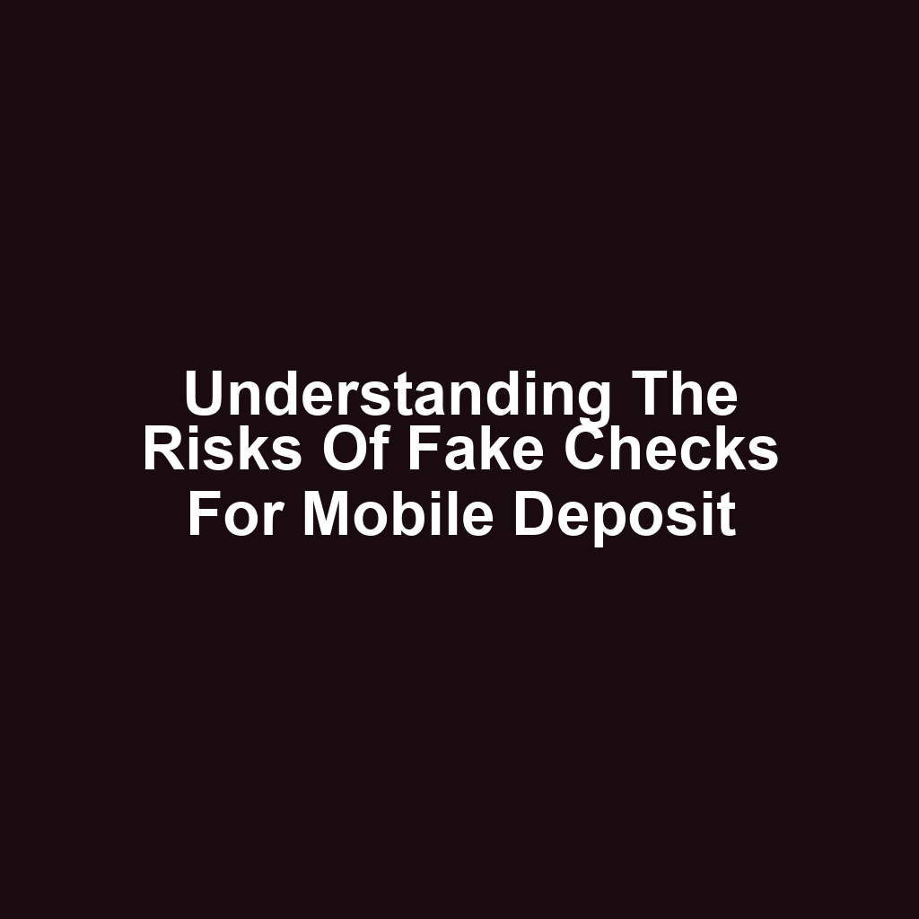 Understanding the Risks of Fake Checks for Mobile Deposit