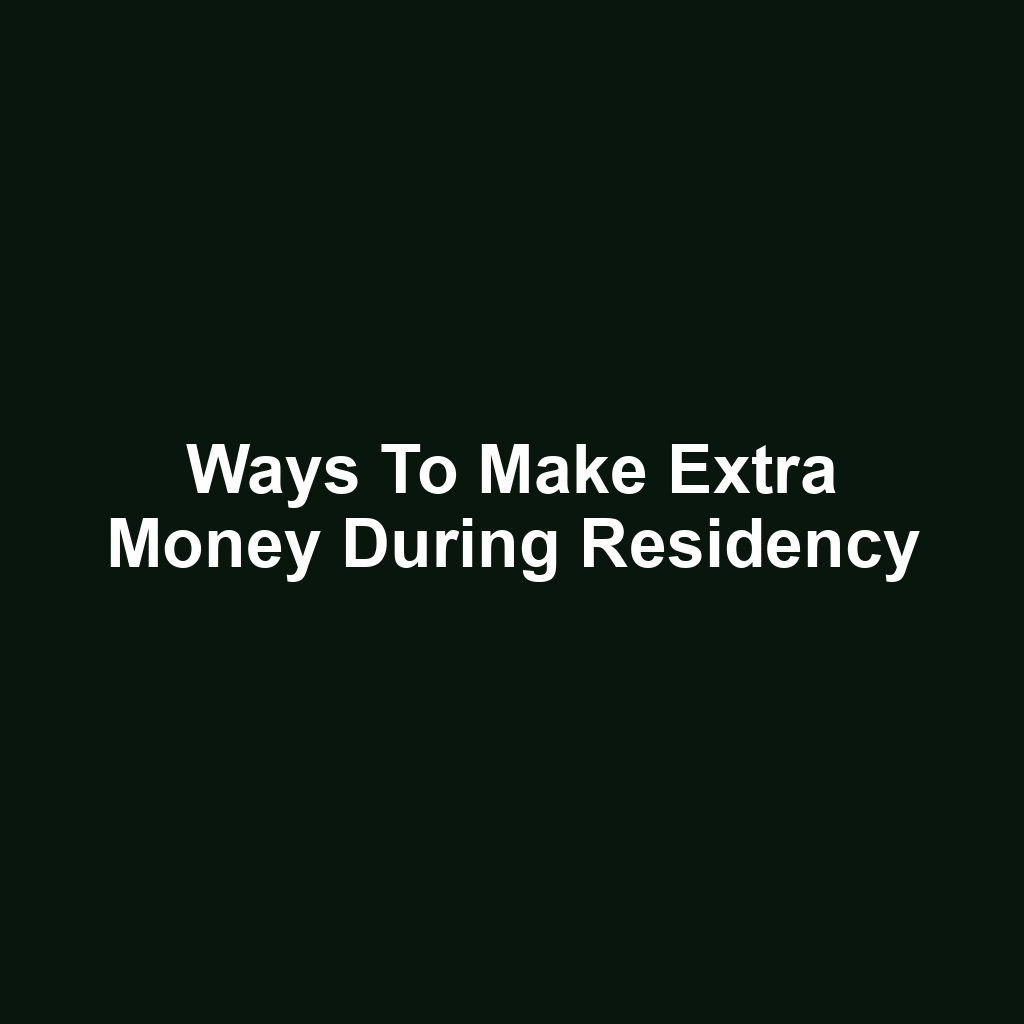 Ways to Make Extra Money During Residency
