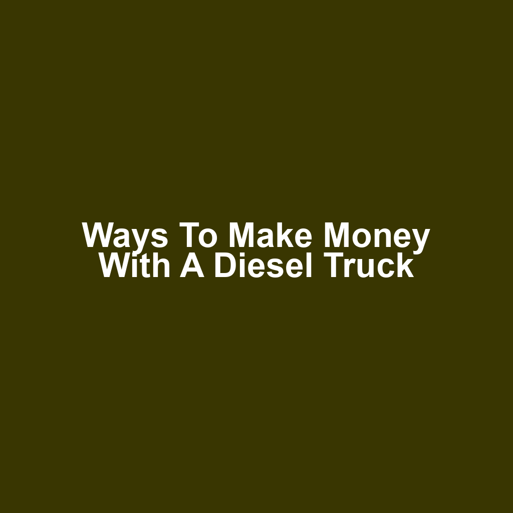 Ways to make money with a diesel truck