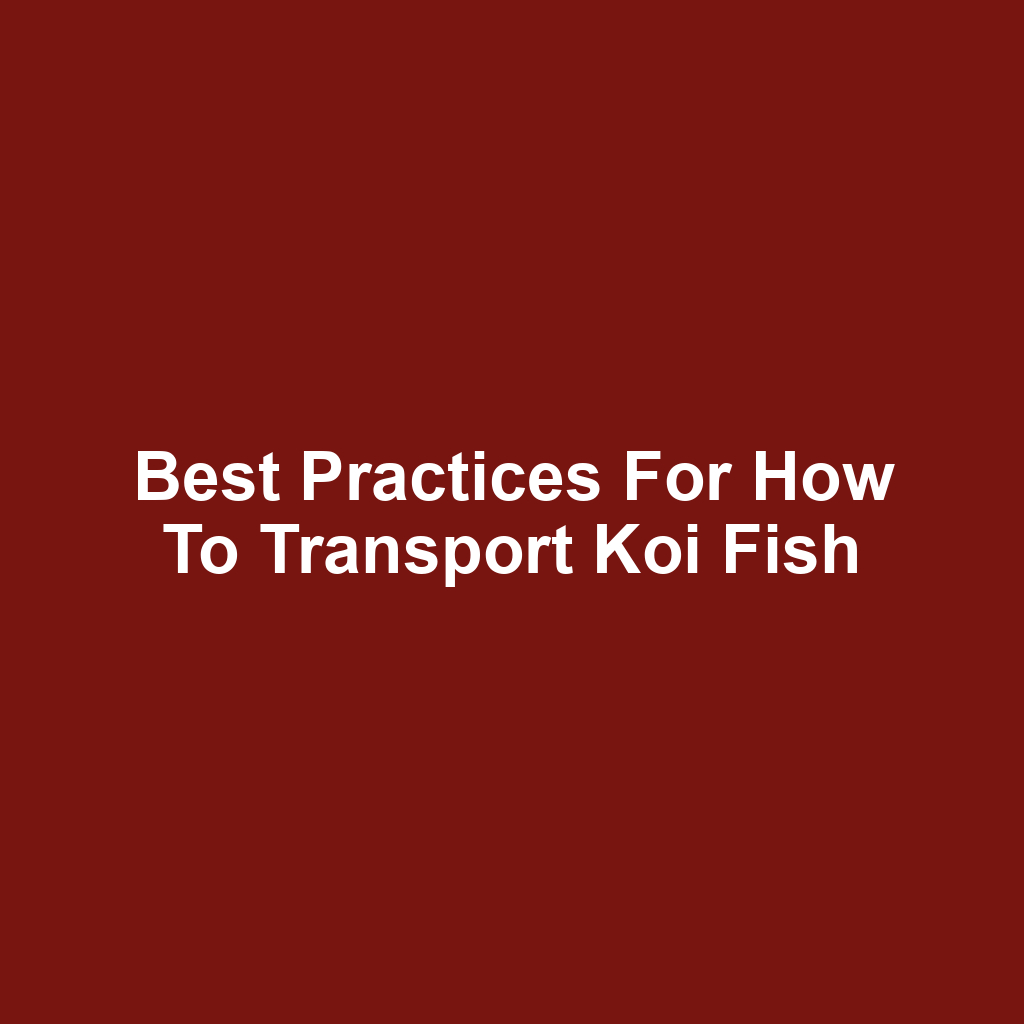 Best Practices for How to Transport Koi Fish