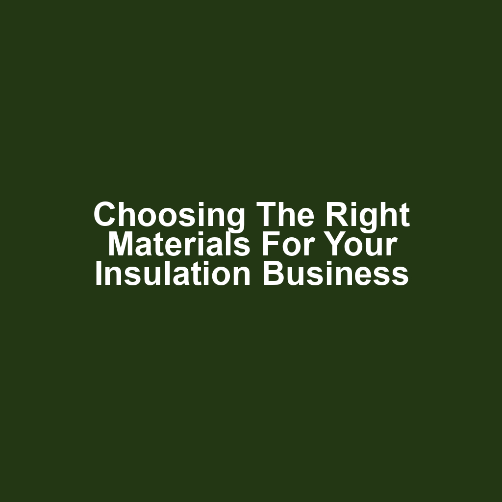 Choosing the Right Materials for Your Insulation Business