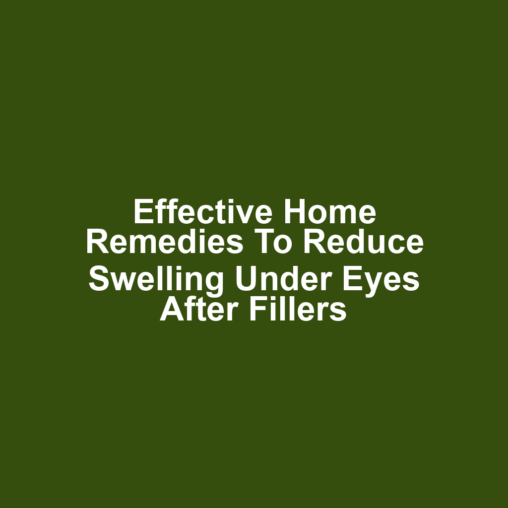 Effective Home Remedies to Reduce Swelling Under Eyes After Fillers