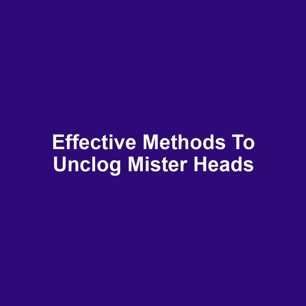 Effective Methods to Unclog Mister Heads
