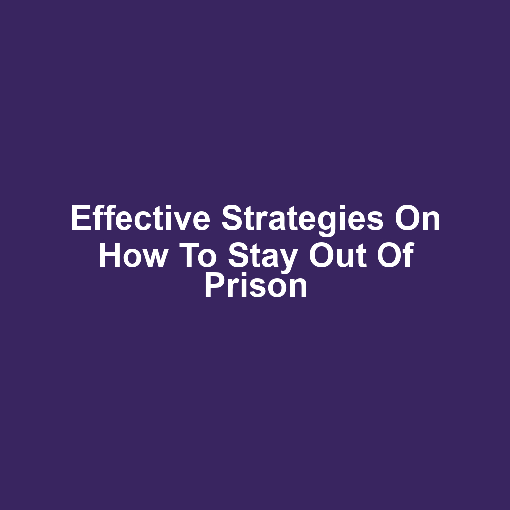 Effective Strategies on How to Stay Out of Prison
