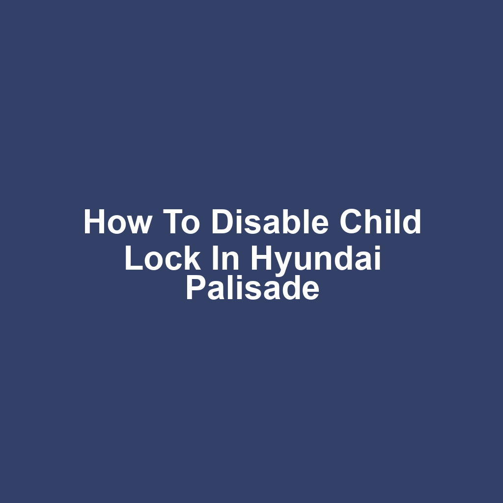 How to Disable Child Lock in Hyundai Palisade