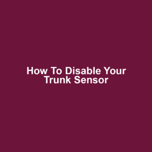 How to Disable Your Trunk Sensor