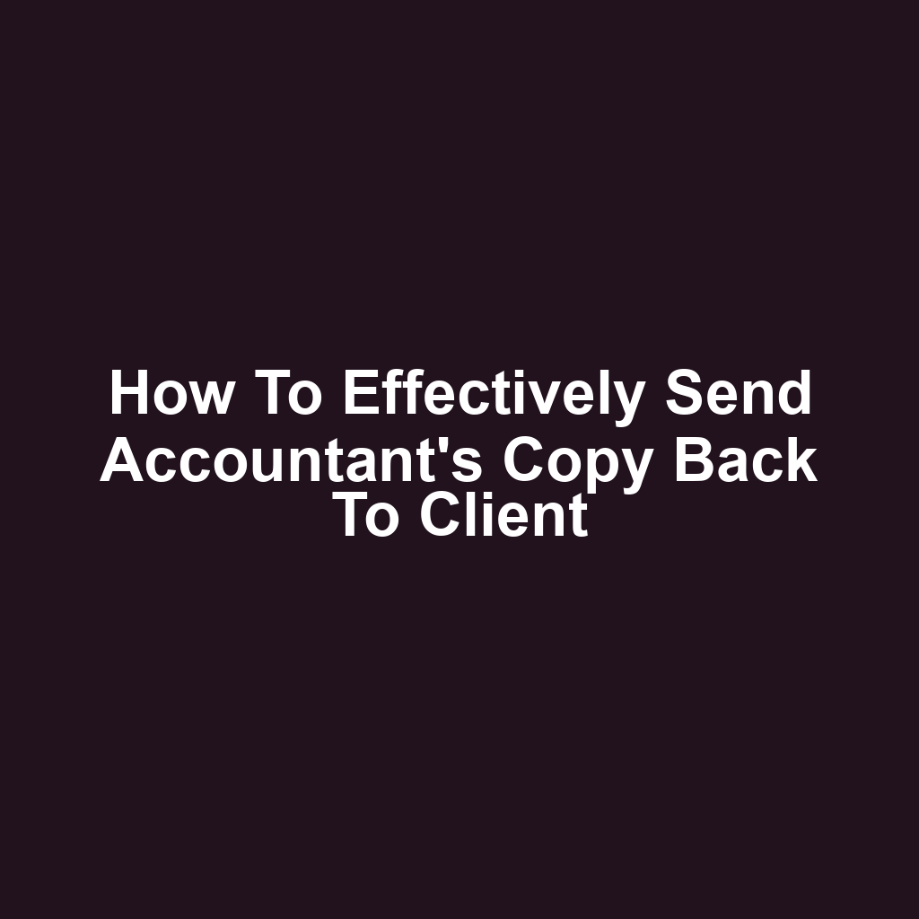 How to Effectively Send Accountant's Copy Back to Client