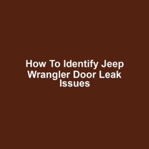 How to Identify Jeep Wrangler Door Leak Issues