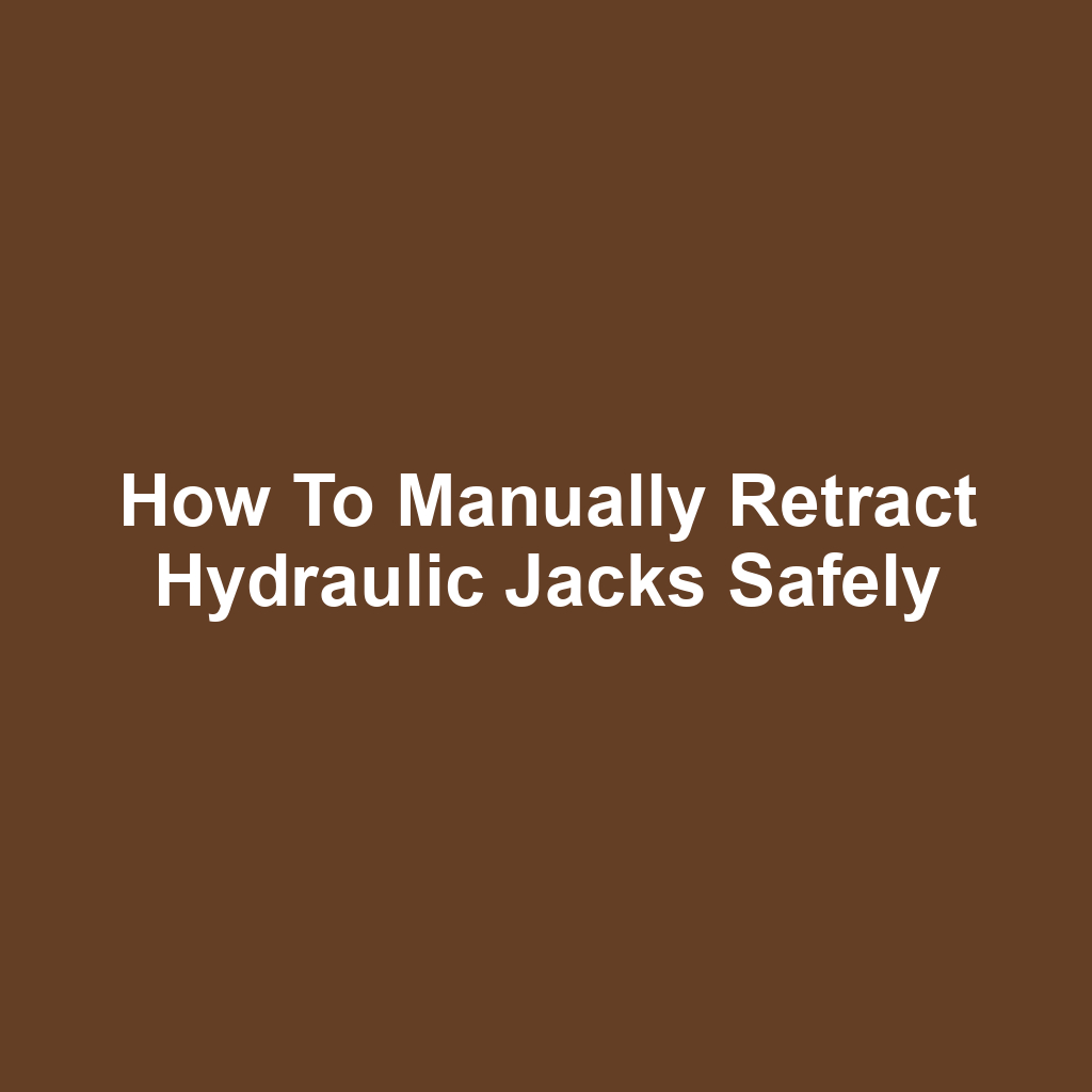 How to Manually Retract Hydraulic Jacks Safely