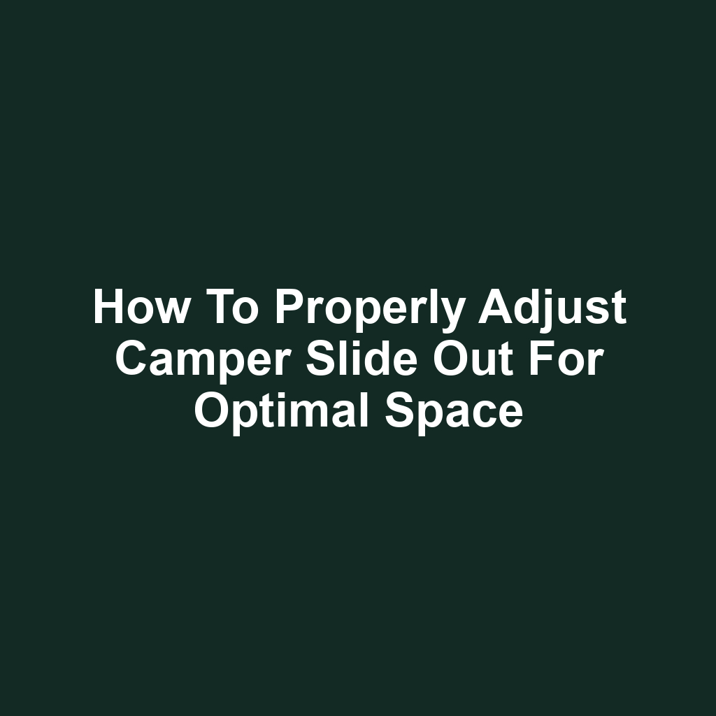 How to Properly Adjust Camper Slide Out for Optimal Space
