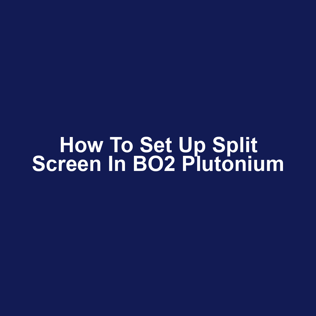How to Set Up Split Screen in BO2 Plutonium