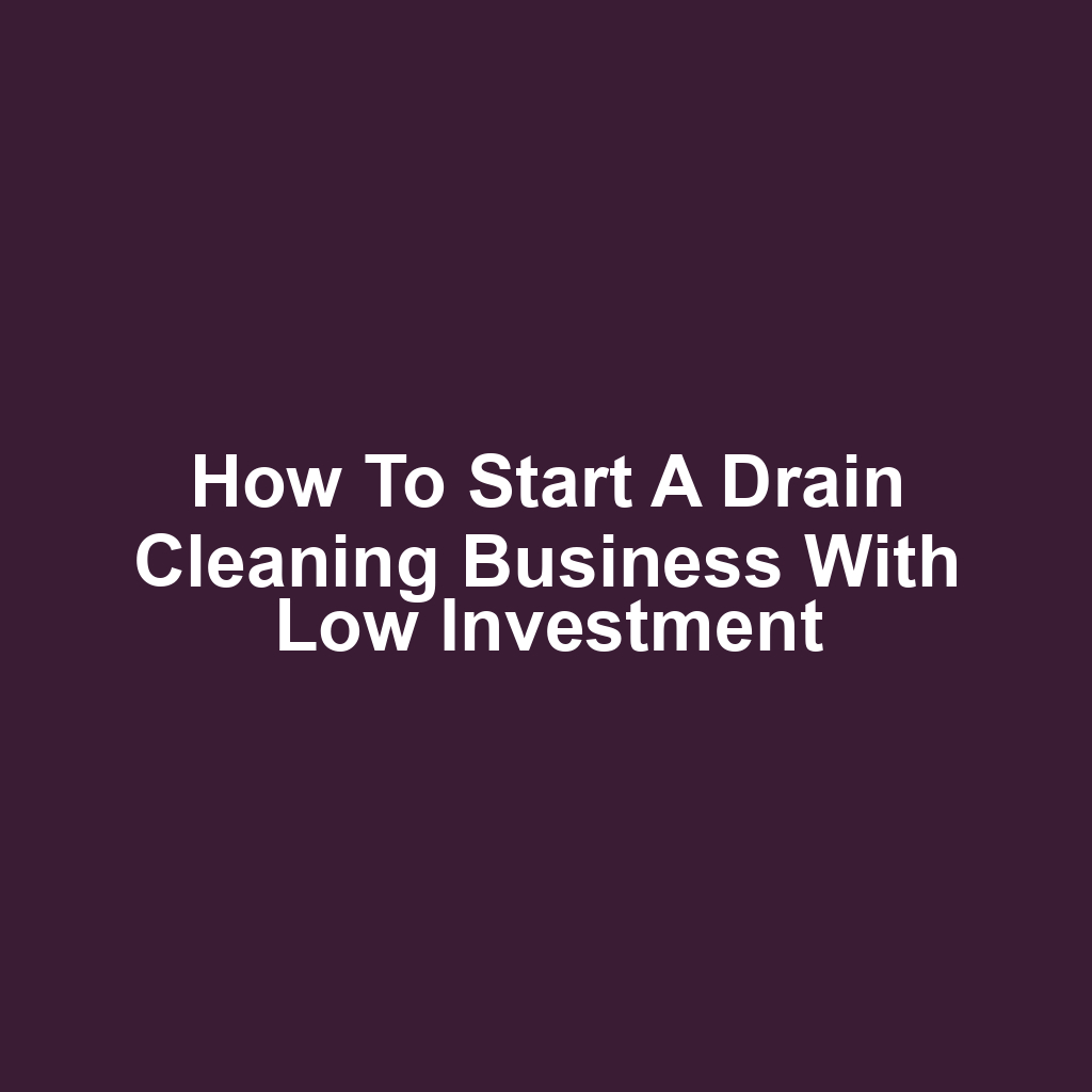 How to start a drain cleaning business with low investment