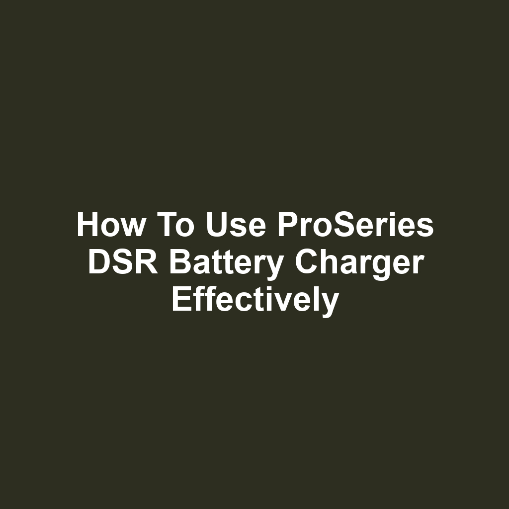 How to Use ProSeries DSR Battery Charger Effectively