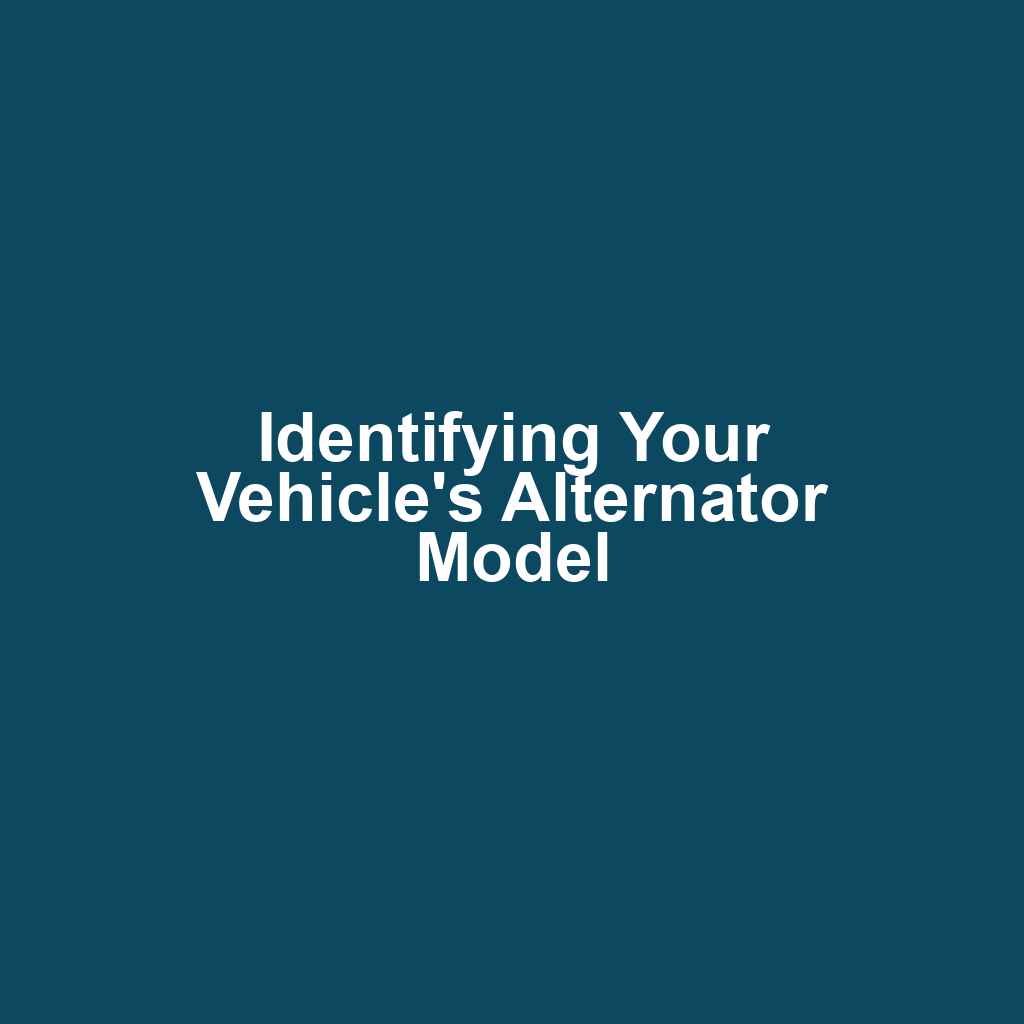 Identifying Your Vehicle's Alternator Model