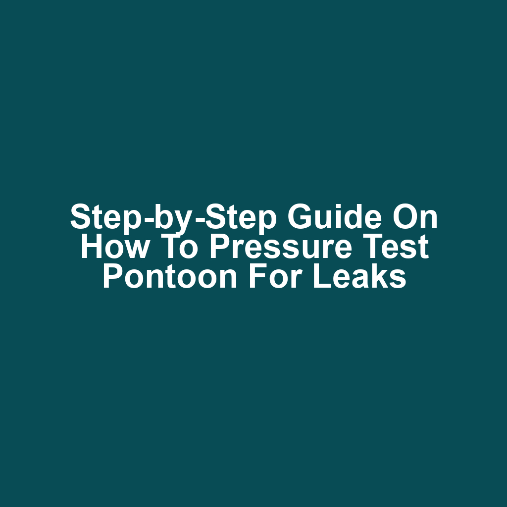 Step-by-Step Guide on How to Pressure Test Pontoon for Leaks
