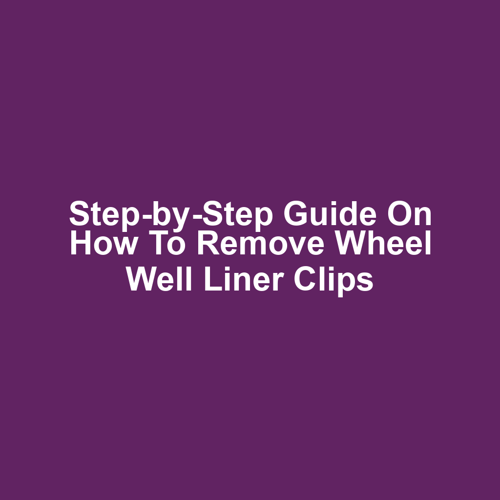 Step-by-Step Guide on How to Remove Wheel Well Liner Clips