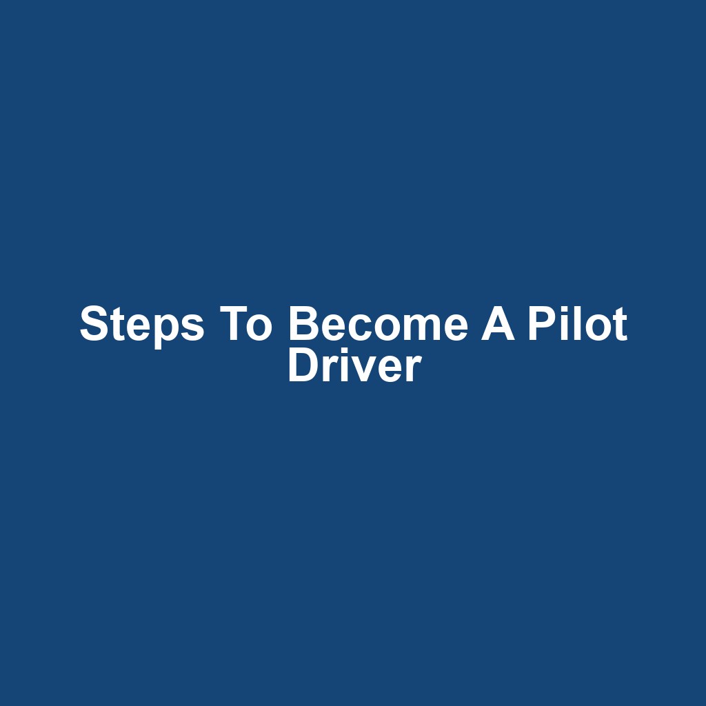 Steps to Become a Pilot Driver