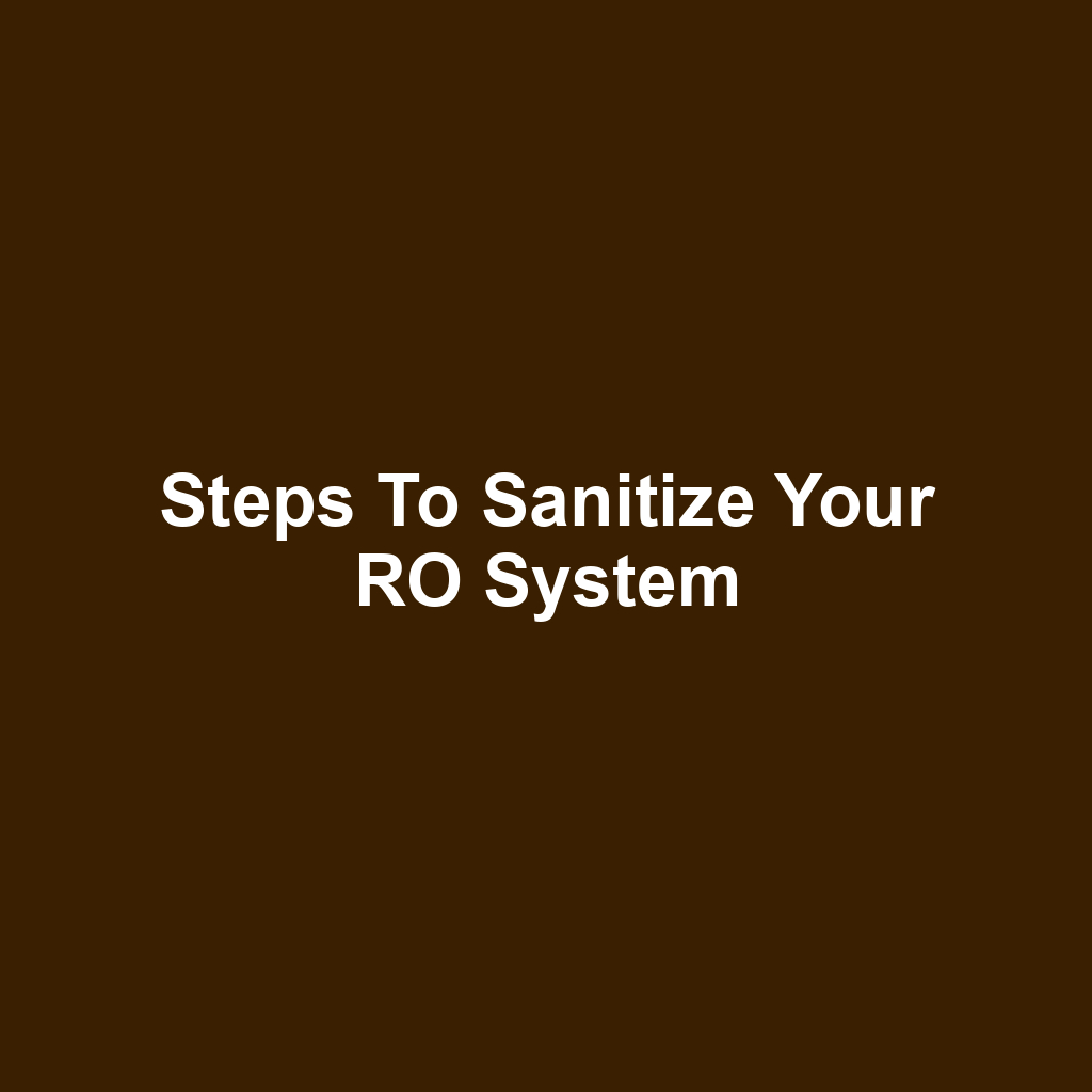 Steps to Sanitize Your RO System