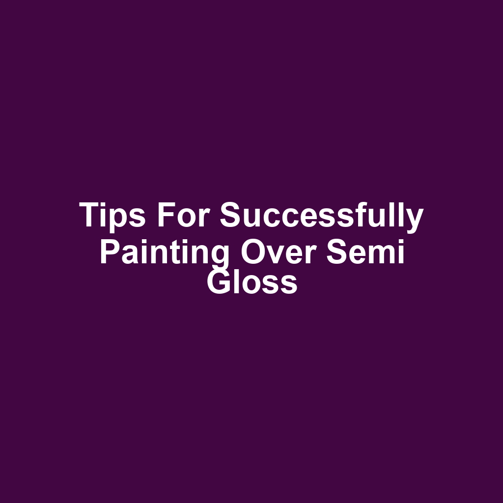 Tips for Successfully Painting Over Semi Gloss