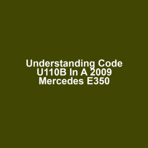 Understanding Code U110B in a 2009 Mercedes E350