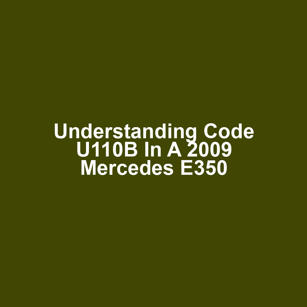 Understanding Code U110B in a 2009 Mercedes E350