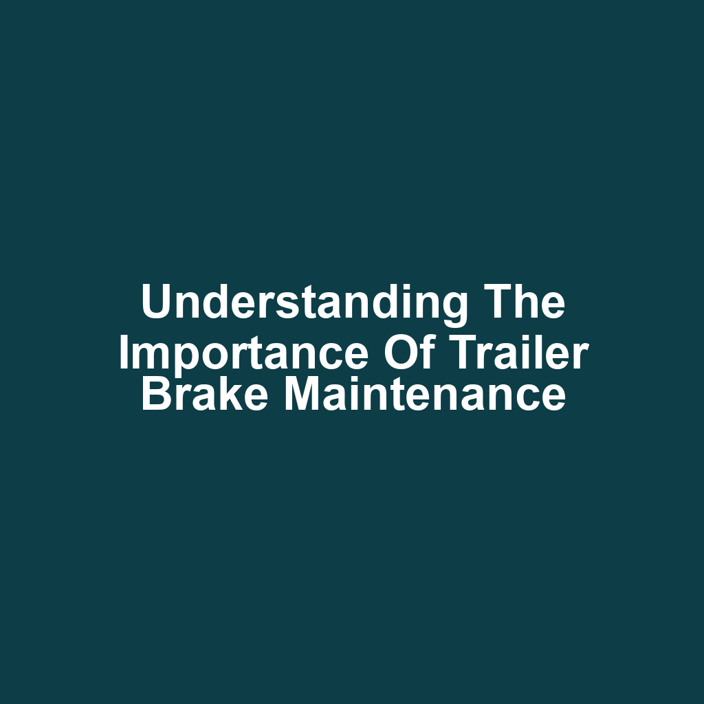 Understanding the Importance of Trailer Brake Maintenance