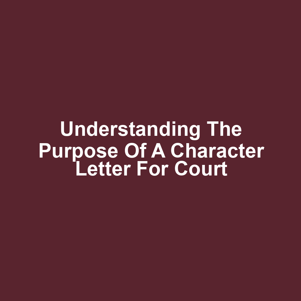 Understanding the Purpose of a Character Letter for Court