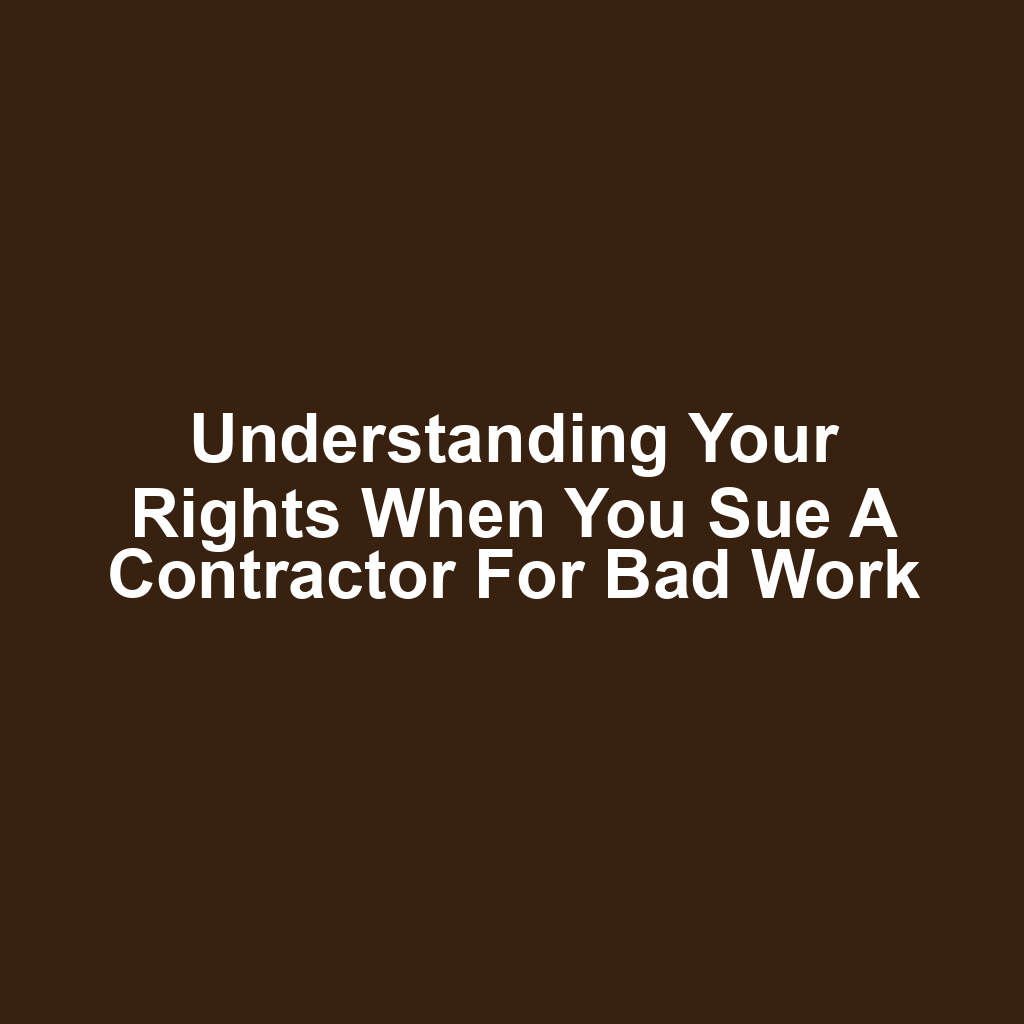 Understanding Your Rights When You Sue a Contractor for Bad Work