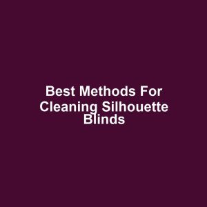 Best Methods for Cleaning Silhouette Blinds