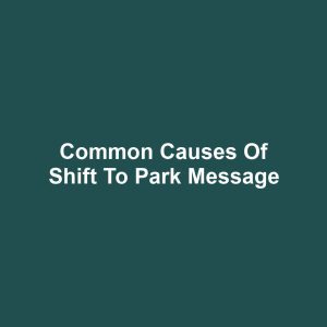 Common Causes of Shift to Park Message