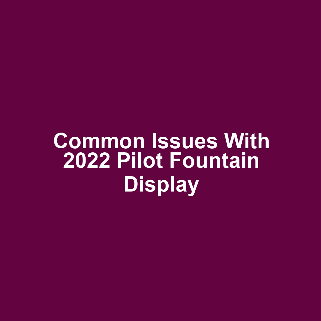 Common issues with 2022 pilot fountain display
